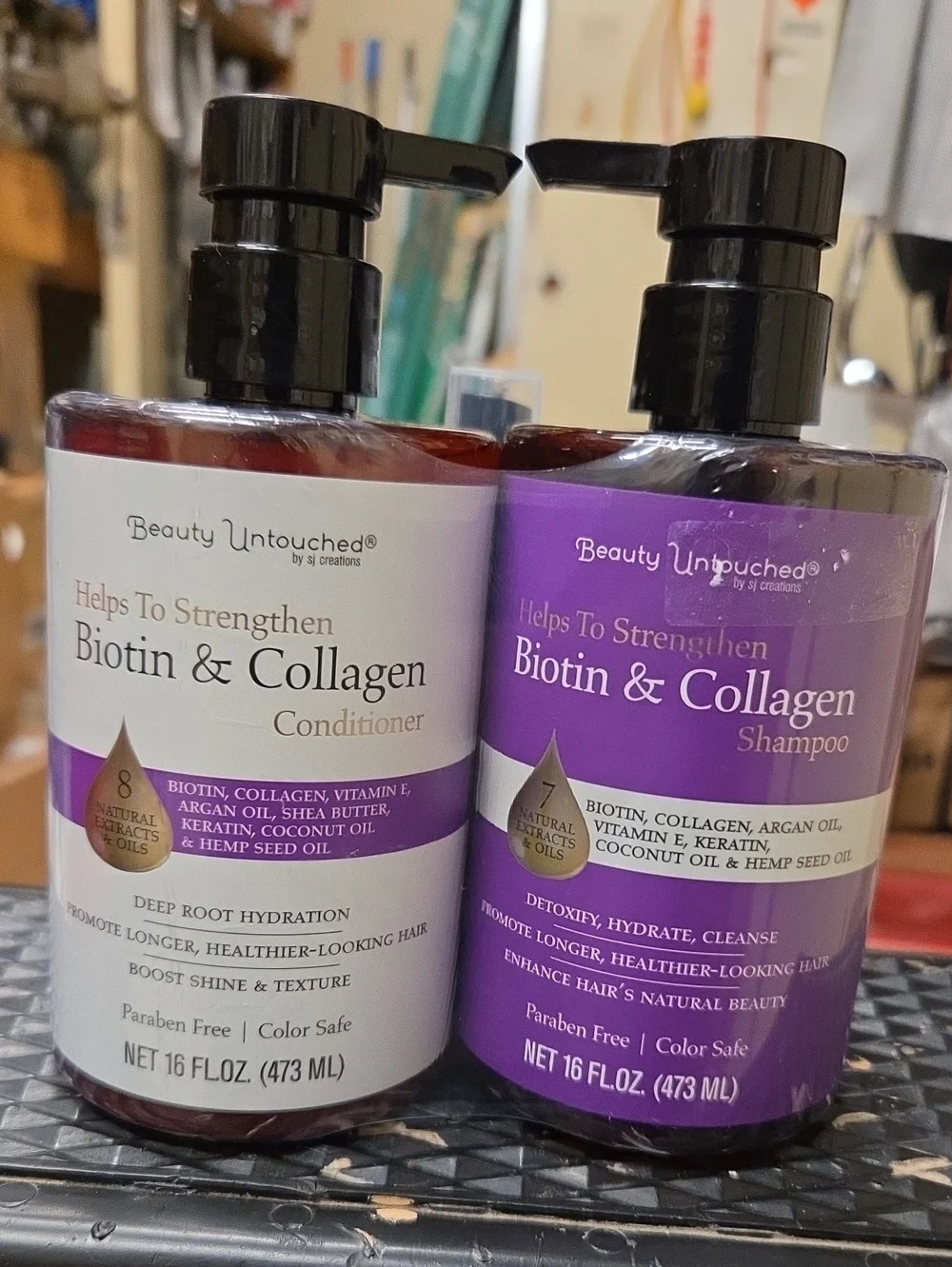 Biotin & Collagen Shampoo and Conditioner Set - Purple & White